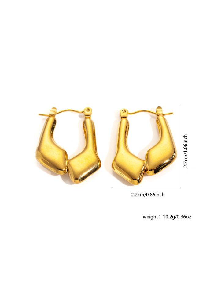 Irregular Exaggerate Earrings for Women Stainless Steel Gold Color Vintage Simple Earring Wedding Jewelry Gift