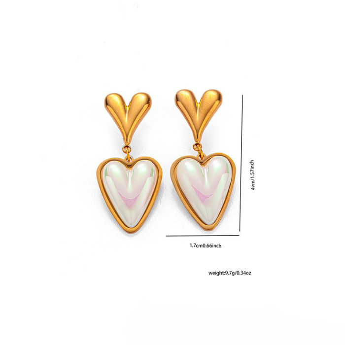 Fashion 316L Stainless Steel Pearl Heart Earrings For Women 18K Real Gold Plated Wedding Jewelry Accessories