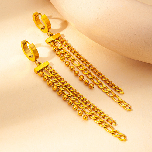 New Arrive18k Gold Color Long Tassel Titanium Steel Women's Earrings Party Gift