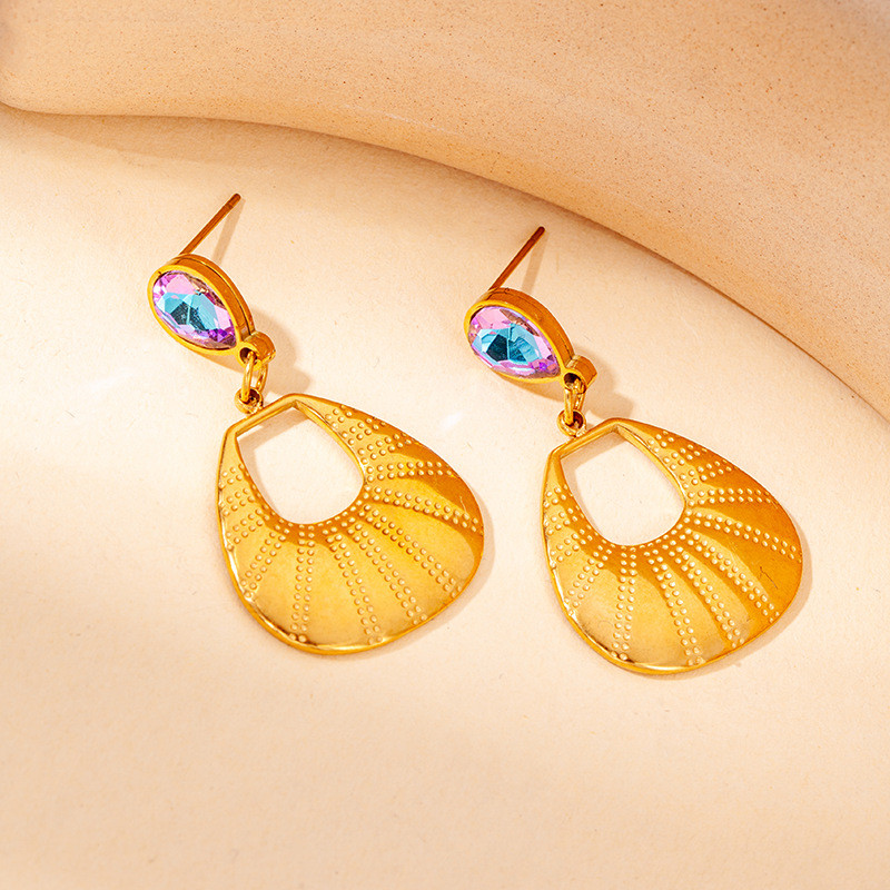 Stainless Steel Geometric Water Drop Earrings For Women No Fading Metal Stylish Statement Jewelry 18K Gold Plated