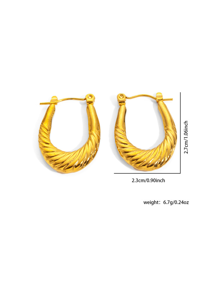 Dainty 316L Stainless Steel Irregular Circle Wrinkle Pattern Earring for Women Unique Jewelry Gifts Wholesale