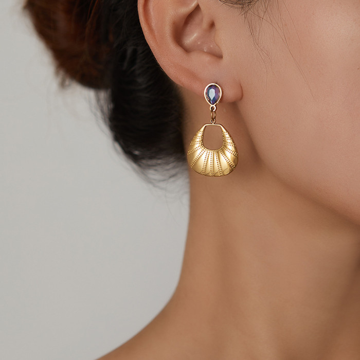 Stainless Steel Geometric Water Drop Earrings For Women No Fading Metal Stylish Statement Jewelry 18K Gold Plated