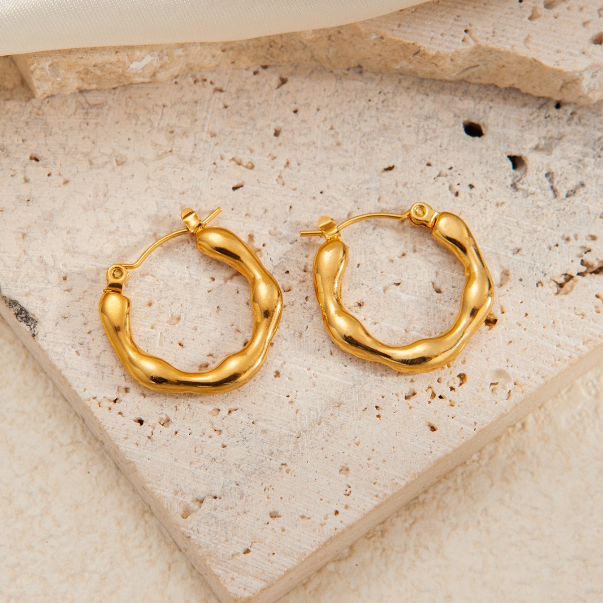 Fashion 316L Stainless Steel Chunky Geometry Bamboo Earrings 18K Gold Plated Bohemia Party Ear Jewelry For Women 2160451048412