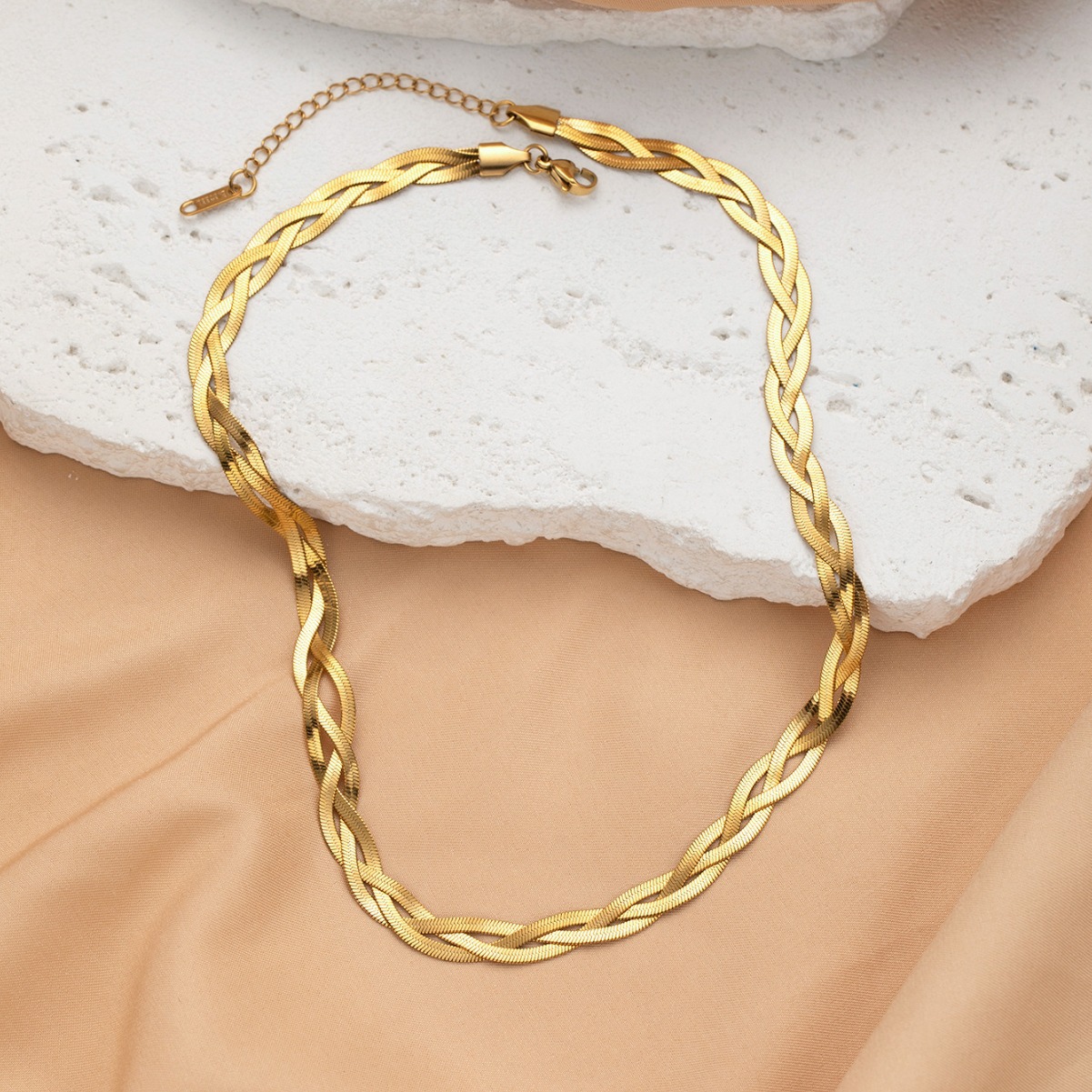 Dainty 316L Stainless Steel Three Layer Weave Necklace Bracelets For Women Snake Bone Chain Niche Special Jewelry Gifts 216045112344