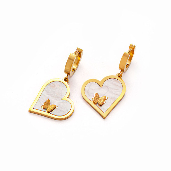 Fashion 316L Stainless Steel Pearl Heart Earrings For Women 18K Real Gold Plated Wedding Jewelry Accessories