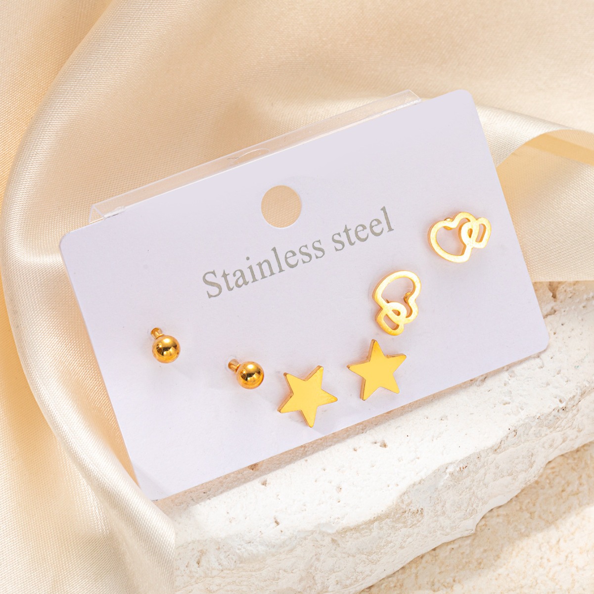 Luxury 316L Stainless Steel 6 Pieces Star Moon Zircon Earring For Women Simple Delicate Jewelry Gifts Wholesale 216045122307