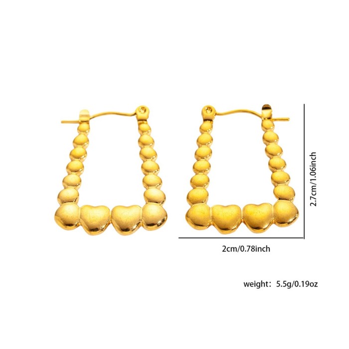 Flyfyp Stainless Steel Chunky Waterproof Hoop Earrings for Women Charm Temperament Geometric Thick Earring Jewelry