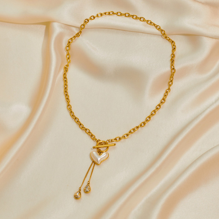 Flyfyp Love Heart Charm Pendant Necklace Bracelet For Women Titanium Stainless Steel Wedding Party Jewelry Sets