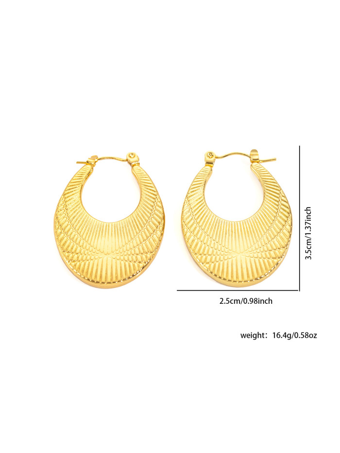 Dainty 316L Stainless Steel Irregular Circle Wrinkle Pattern Earring for Women Unique Jewelry Gifts Wholesale