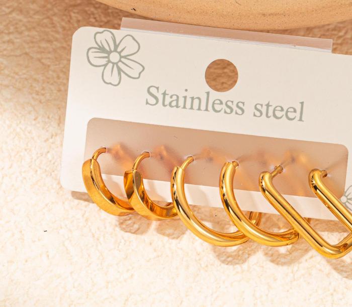 3set Stainless Steel Minimalist Huggie Hoop Earrings for Women Simple Metal Circle Small Earrings