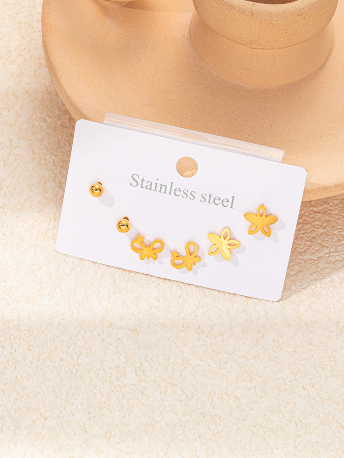 Luxury 316L Stainless Steel 6 Pieces Star Moon Zircon Earring for Women Simple Delicate Jewelry Gifts Wholesale