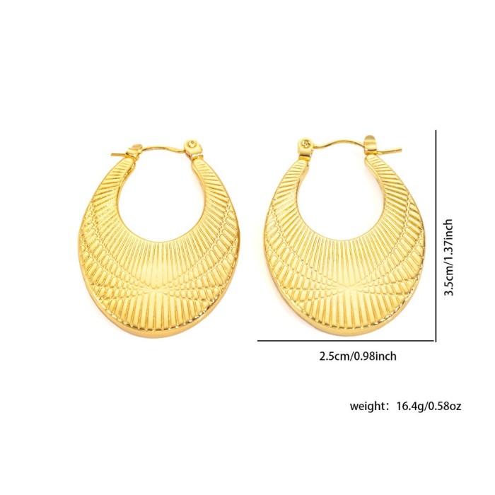 Dainty 316L Stainless Steel Irregular Circle Wrinkle Pattern Earring for Women Unique Jewelry Gifts Wholesale