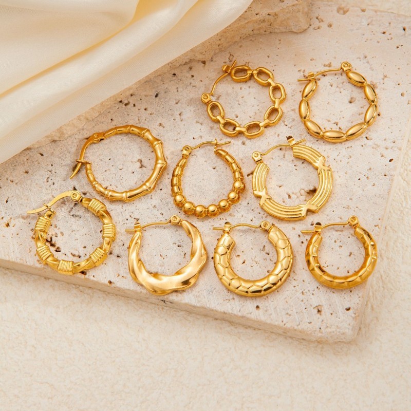 Elegant Stainless Steel Regular Hoop Earrings for Women Personality Special Design Jewelry Gifts Wholesale
