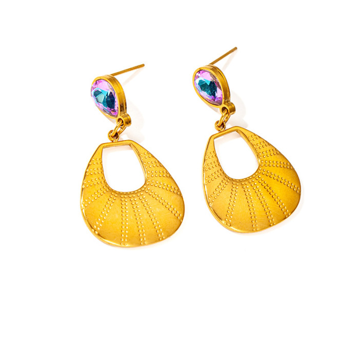Stainless Steel Geometric Water Drop Earrings For Women No Fading Metal Stylish Statement Jewelry 18K Gold Plated