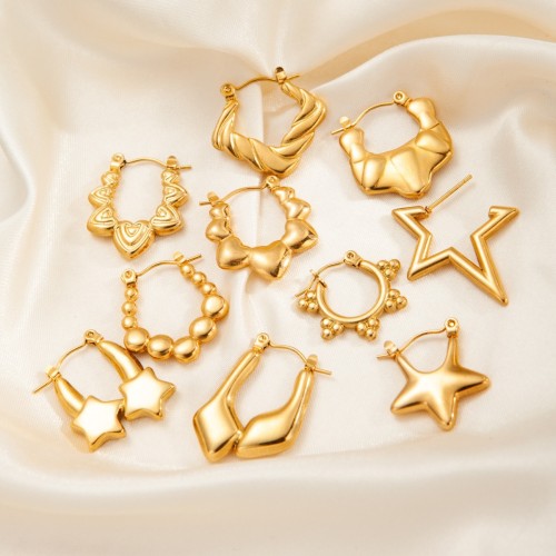 Irregular Exaggerate Earrings for Women Stainless Steel Gold Color Vintage Simple Earring Wedding Jewelry Gift