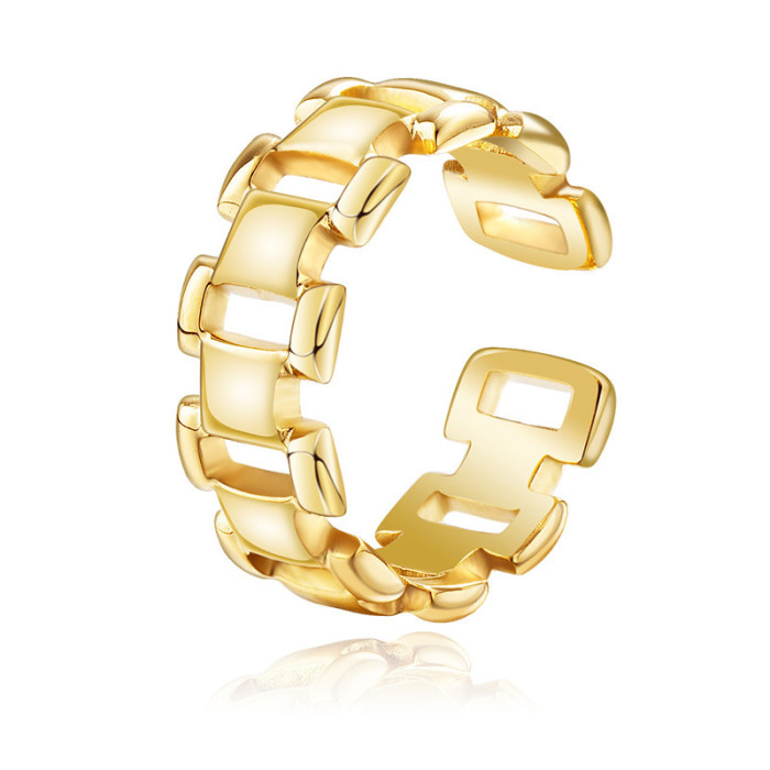 Simple Titanium Steel Ring Not Fade Ins Flower Niche Trend Irregular Opening Adjust Ring Women