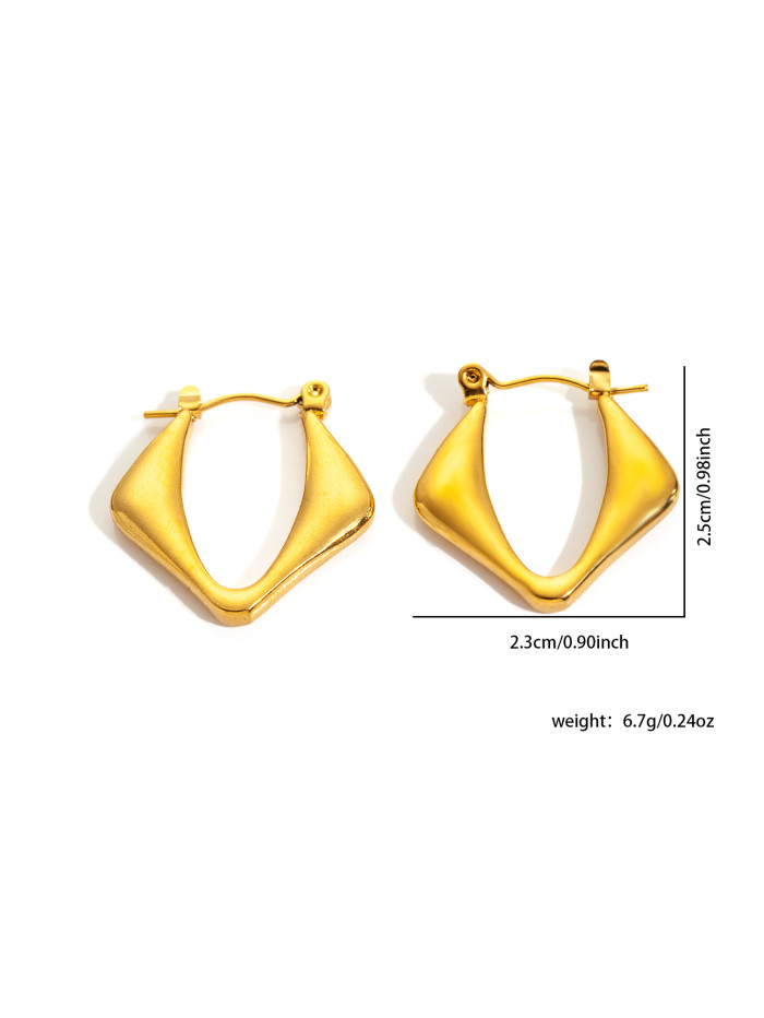 Flyfyp 316L Stainless Steel Geometric Hollow Chunky Hoop Earrings for Women Personalized Smooth Metal Waterproof Jewelry