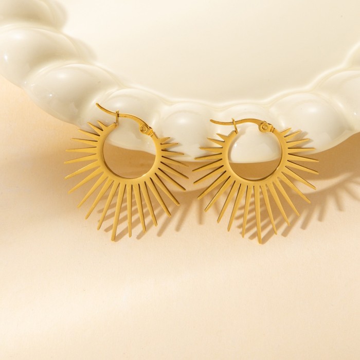 Stainless Steel Jewelry Geometric Earrings For Women Best Half Circle Spiked Femme Charm Earrings Party Best Wedding Gifts