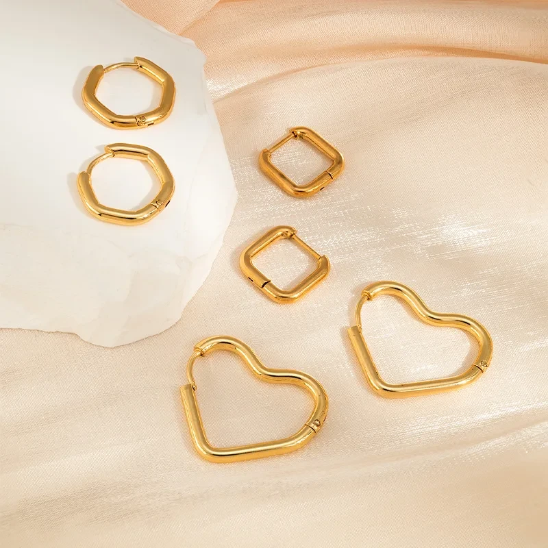 Showfay Gold Color Simple Chic Stainless Steel Hoop Earring For Women Girls Daily Wear Party Festival Casual jewelry Gift Bijoux