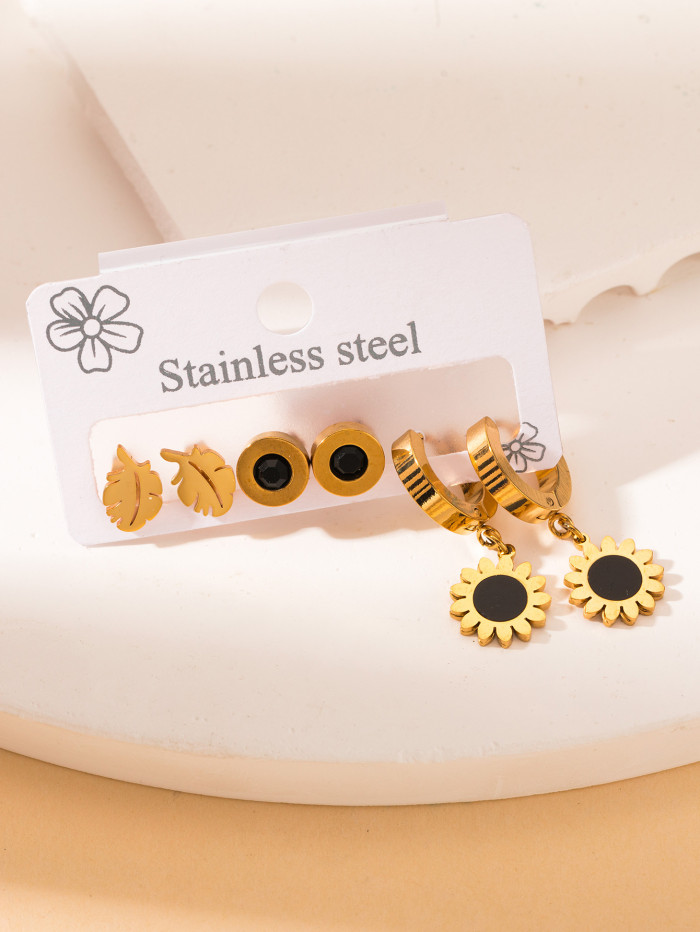 Chic Stylish 316L Stainless Steel 6 Pieces Star Cross Flower Pendant Earrings for Women French Special Jewelry Gifts Wholesale