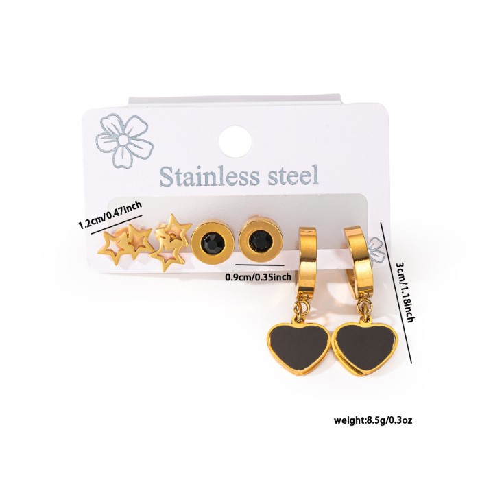 Chic Stylish 316L Stainless Steel 6 Pieces Star Cross Flower Pendant Earrings for Women French Special Jewelry Gifts Wholesale