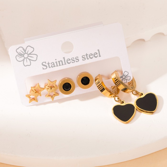 Chic Stylish 316L Stainless Steel 6 Pieces Star Cross Flower Pendant Earrings for Women French Special Jewelry Gifts Wholesale