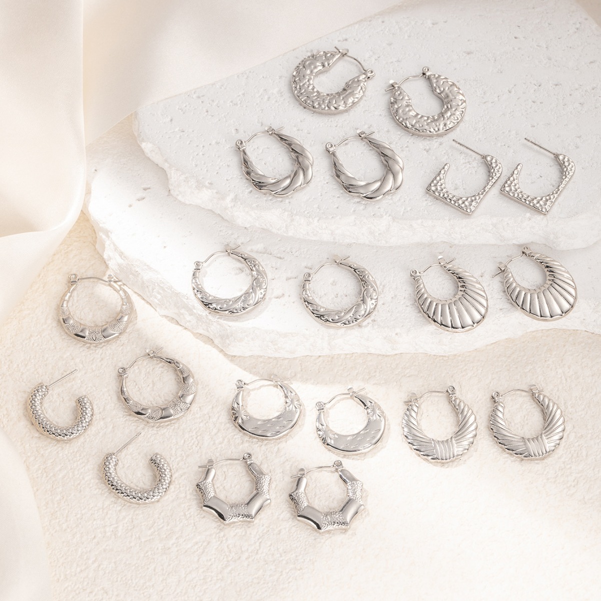 Dainty Stainless Steel Geometry Shape Handmade Metal Casting Earrings For Women Personalized Waterproof Jewelry 216045107793