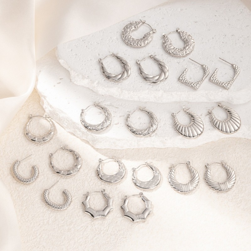 Dainty Stainless Steel Geometry Shape Handmade Metal Casting Earrings for Women Personalized Waterproof Jewelry