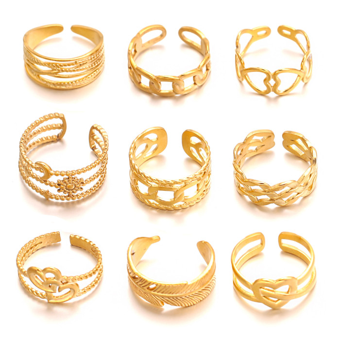 Classic Unique 316L Stainless Steel Hollow Open Ring for Women Unisex Style Ring Party Jewelry Acceessory