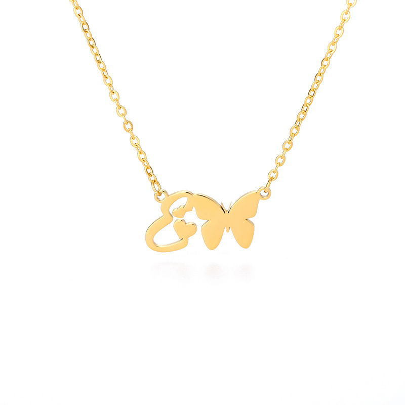 New Simple Gold Color A Z 26 Letters Pendant Necklace Stainless Steel Alphabet Name Chain Choker 216045111852