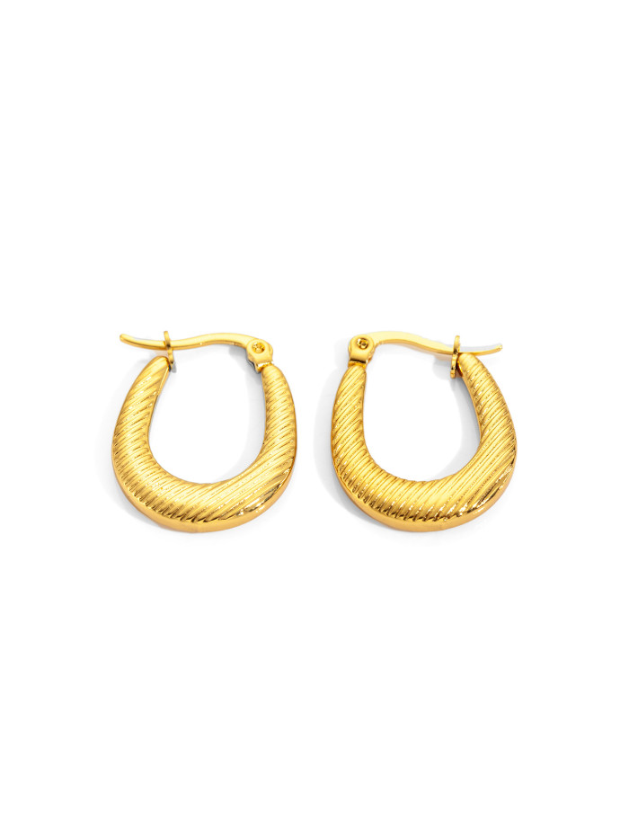 Dainty 316L Stainless Steel Irregular Circle Wrinkle Pattern Earring for Women Unique Jewelry Gifts Wholesale