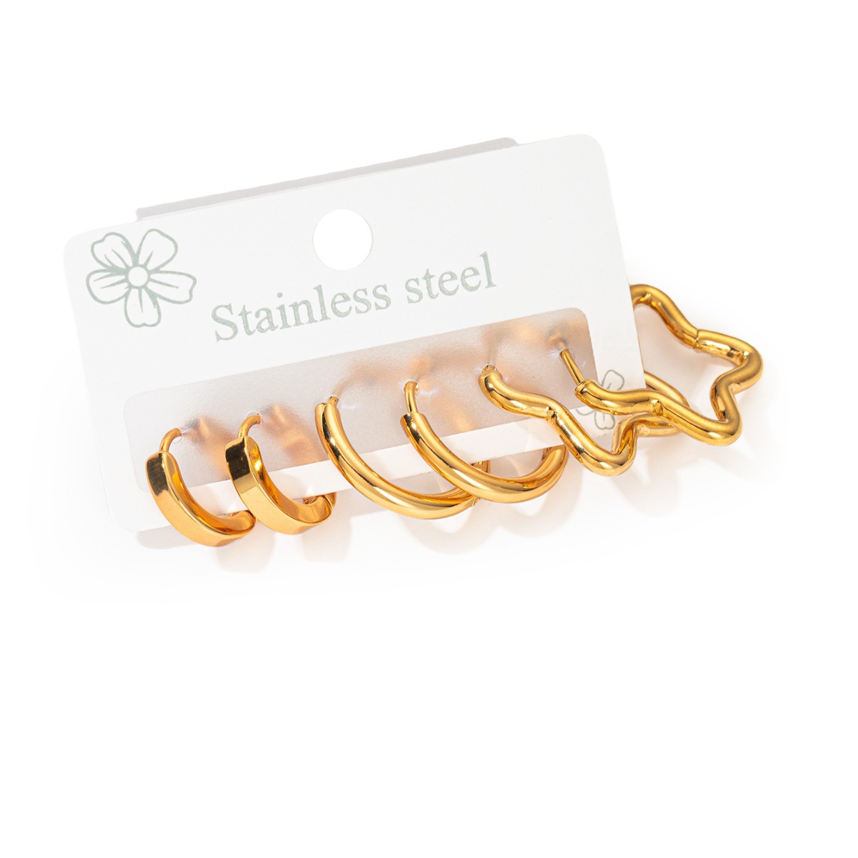 3Set Stainless Steel Minimalist Huggie Hoop Earrings For Women Simple Metal Circle Small Earrings 216045117756