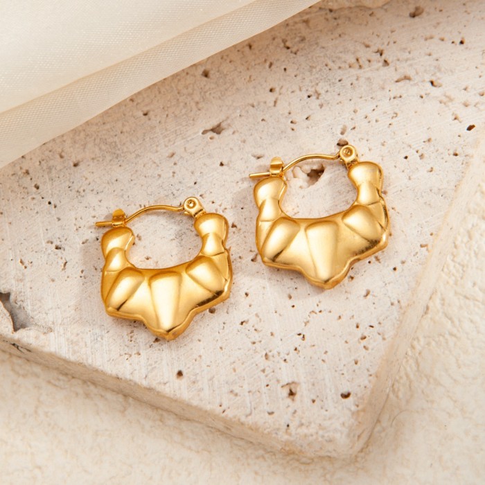 Irregular Exaggerate Earrings for Women Stainless Steel Gold Color Vintage Simple Earring Wedding Jewelry Gift