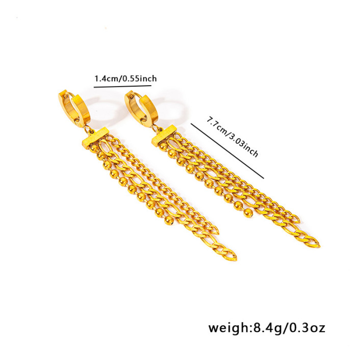 New Arrive18k Gold Color Long Tassel Titanium Steel Women's Earrings Party Gift