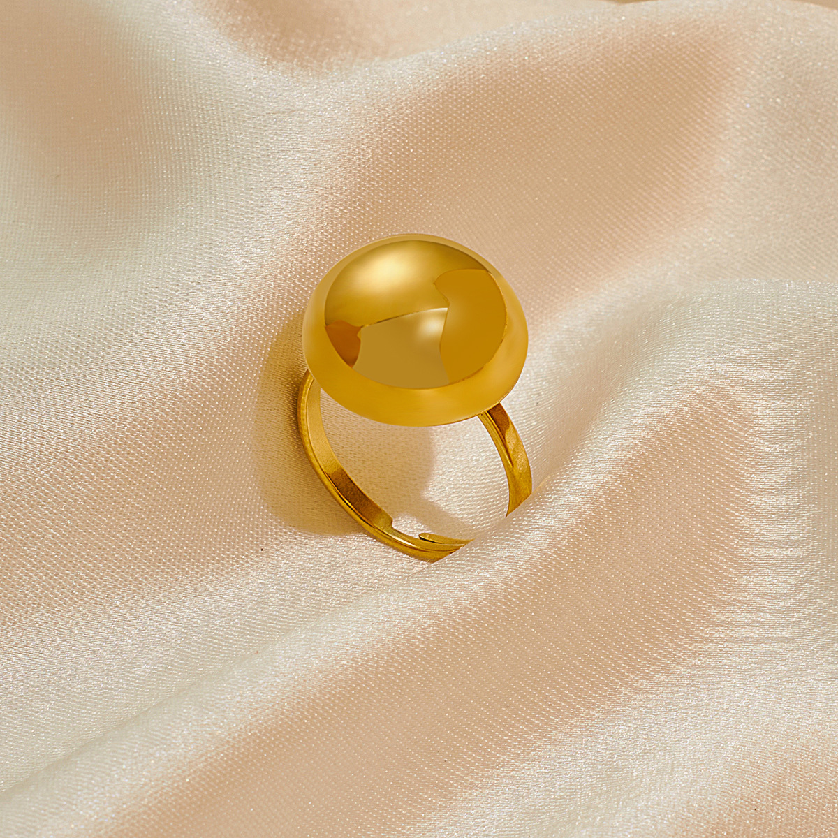 Stainless Steel Hollow Smooth Big Round Ball Pendant Necklace Earring Set For Women 18K Gold Plated Necklace Jewelry 216045110007