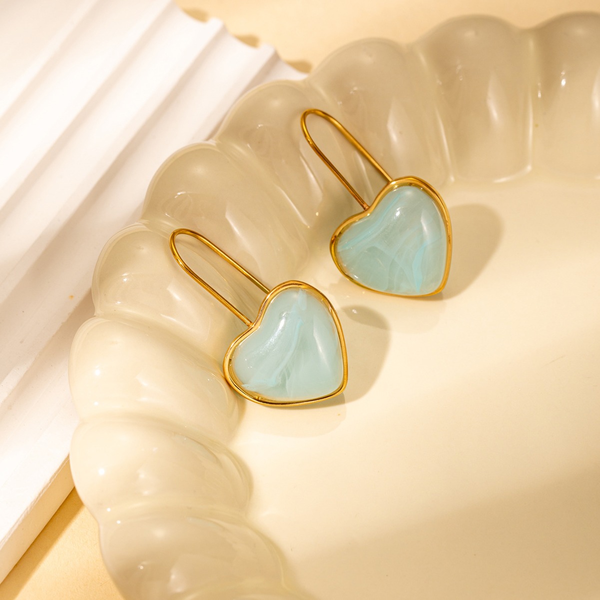 Love Resin  Korean Sweet Ladies Summer Earrings Drop Earrings For Women Girl Stainless Steel Dangle Earrings 216045114312