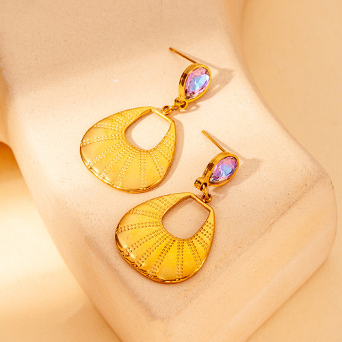 Stainless Steel Geometric Water Drop Earrings For Women No Fading Metal Stylish Statement Jewelry 18K Gold Plated