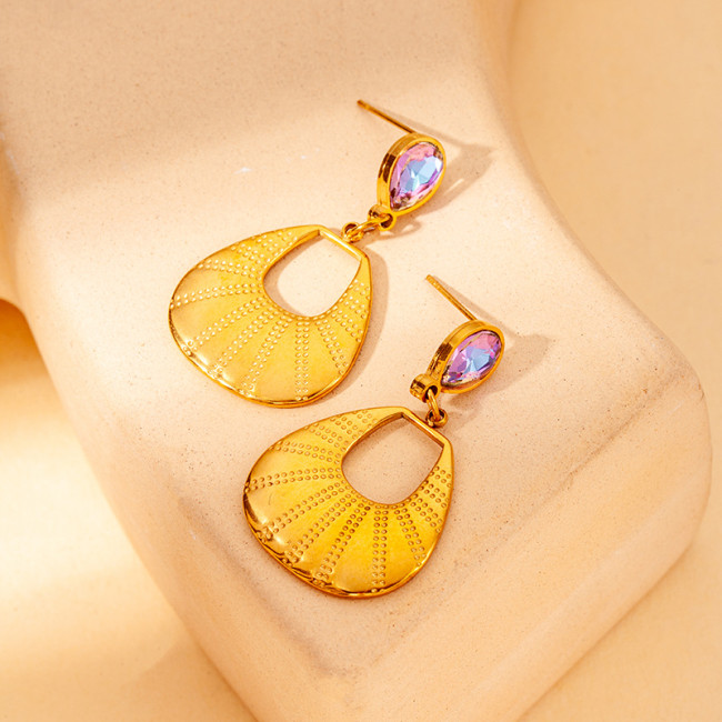 Stainless Steel Geometric Water Drop Earrings For Women No Fading Metal Stylish Statement Jewelry 18K Gold Plated