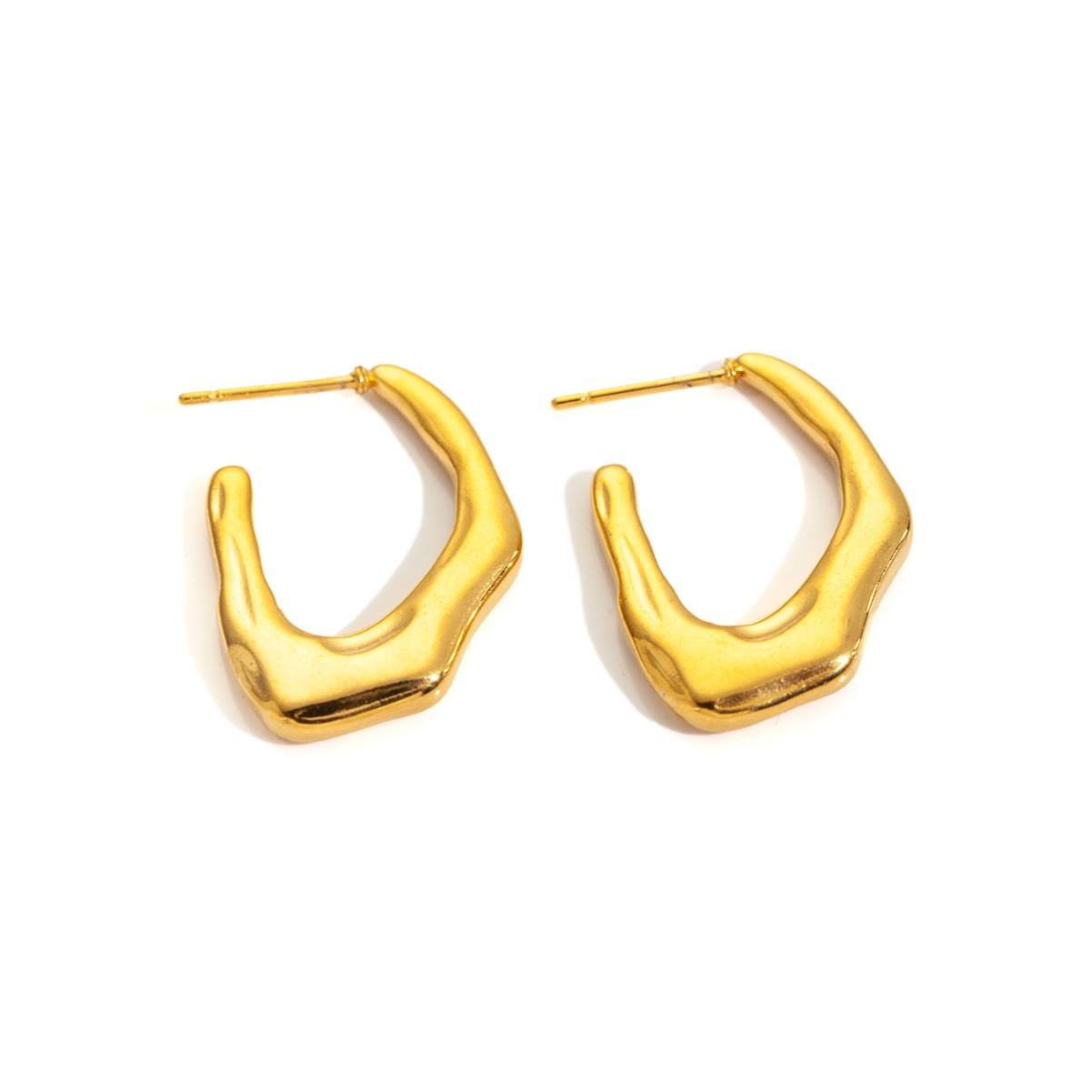 Fashion 316L Stainless Steel Chunky Geometry Bamboo Earrings 18K Gold Plated Bohemia Party Ear Jewelry For Women 2160451048414