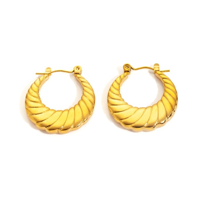 Dainty 316L Stainless Steel Irregular Circle Wrinkle Pattern Earring for Women Unique Jewelry Gifts Wholesale