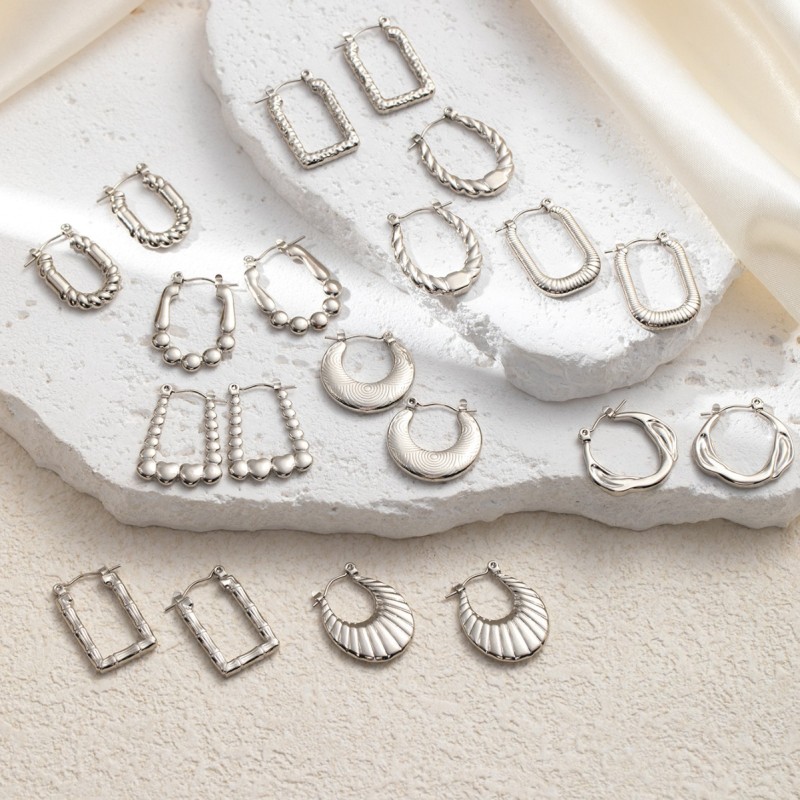 Fashion Stainless Steel Personalized Party Jewelry Waterproof Huggie Hoop Earrings for Women