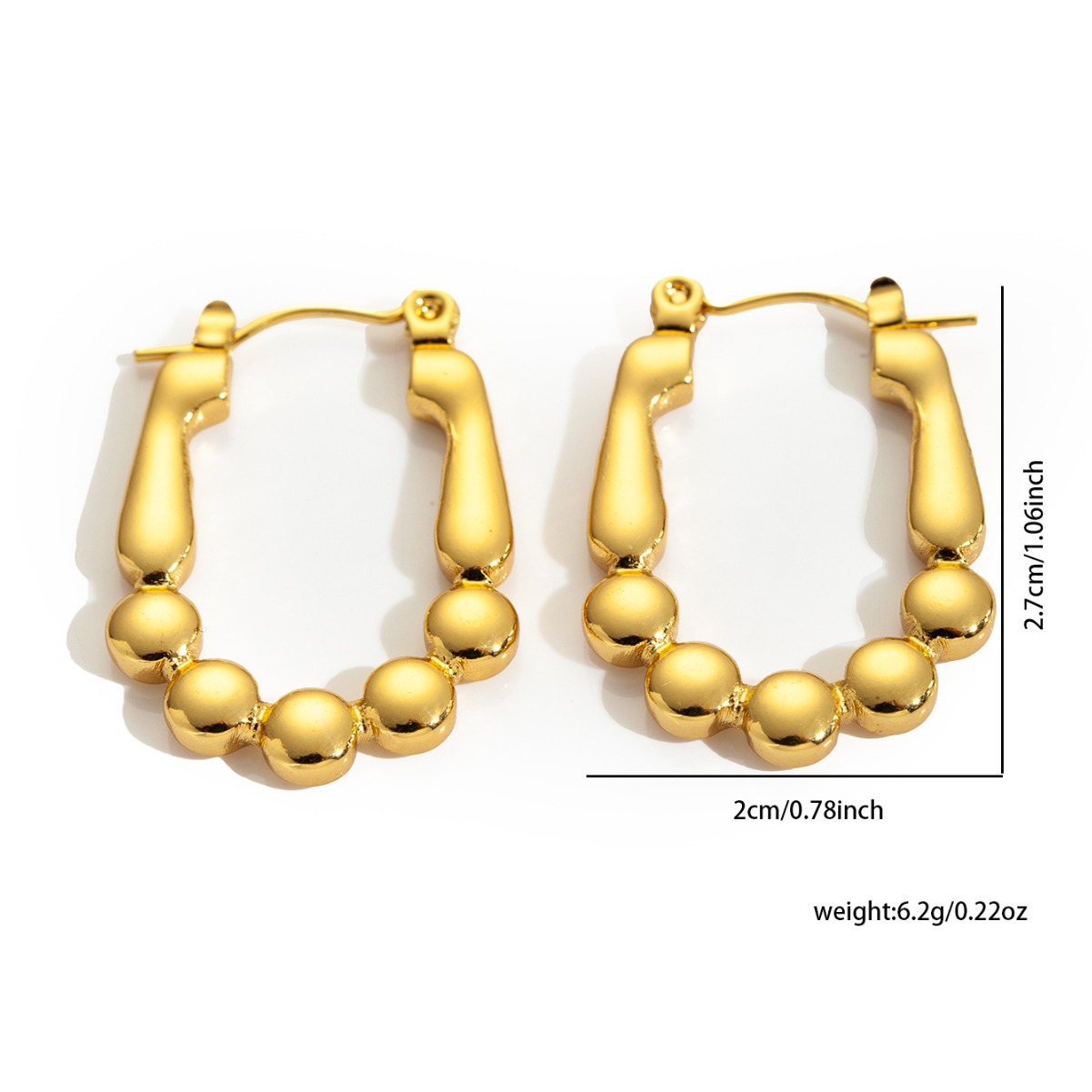 Fashion 316L Stainless Steel Chunky Geometry Bamboo Earrings 18K Gold Plated Bohemia Party Ear Jewelry For Women 2160451048413