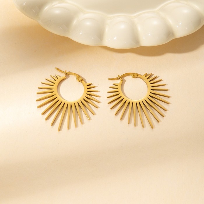 Stainless Steel Jewelry Geometric Earrings For Women Best Half Circle Spiked Femme Charm Earrings Party Best Wedding Gifts