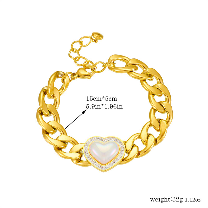 Chic Fashion Stainless Steel Natural Shell Heart Charm Necklace Bohemia Chain Jewelry For Women 216045101028