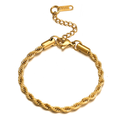 18K Gold Plated Stainless Steel twist bracelet Handmade DIY Jewelry Accessories