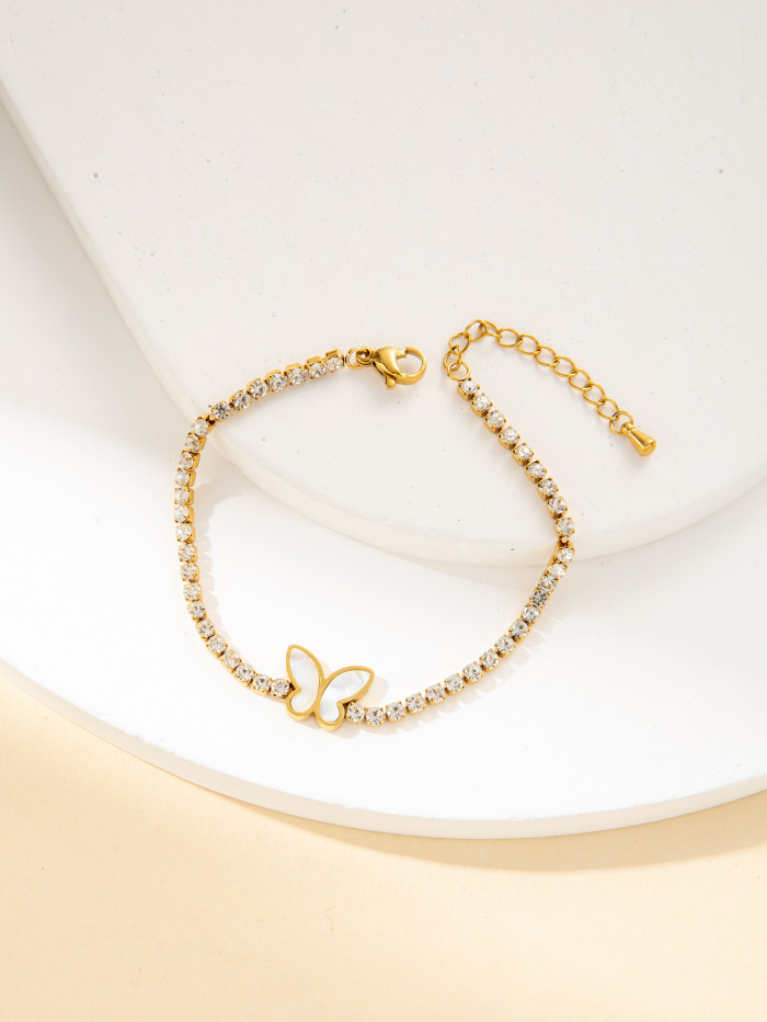 Korea Flower Heart Butterfly Bracelet Zircon Adjustable Bracelet Light Luxury Bracelets Personality Wedding Woman Jewelry