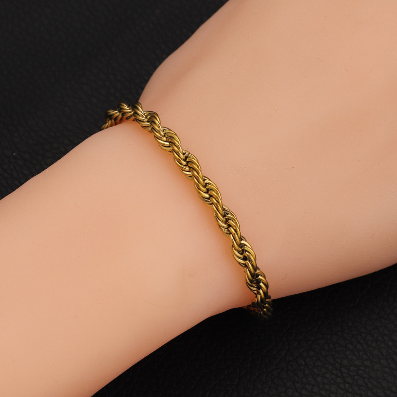 18K Gold Plated Stainless Steel twist bracelet Handmade DIY Jewelry Accessories