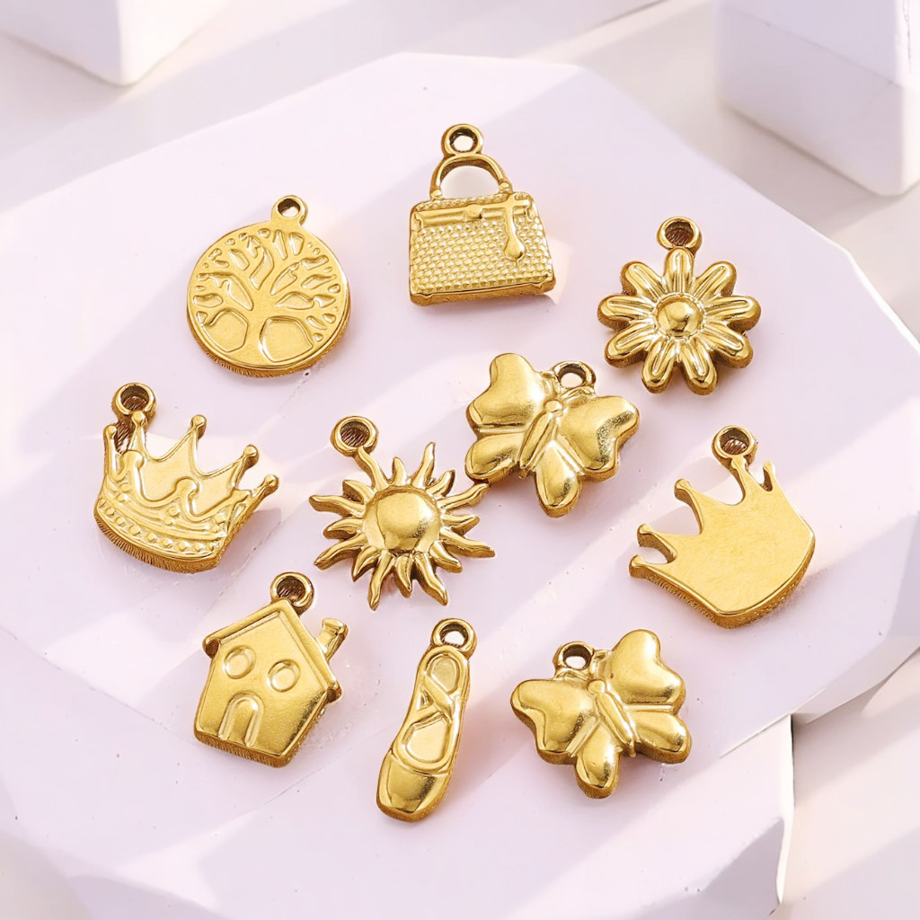 Stainless Steel Crown Pendant Vintage Pendant 18K Gold Plated Diy Bracelet Necklace 216045090942