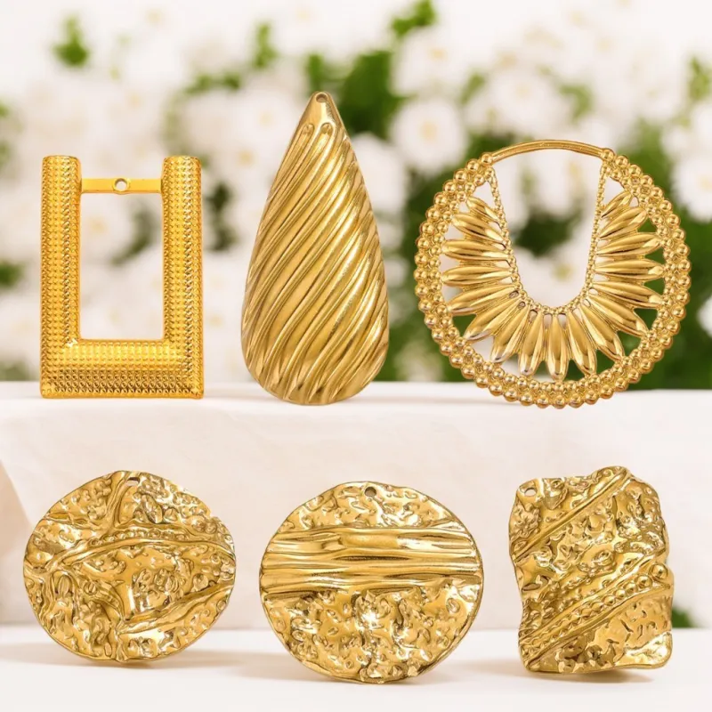 Stainless Steel Accessories Simple Geometric Ring Large Exaggerated Earrings DIY Accessories Parts Wholesale