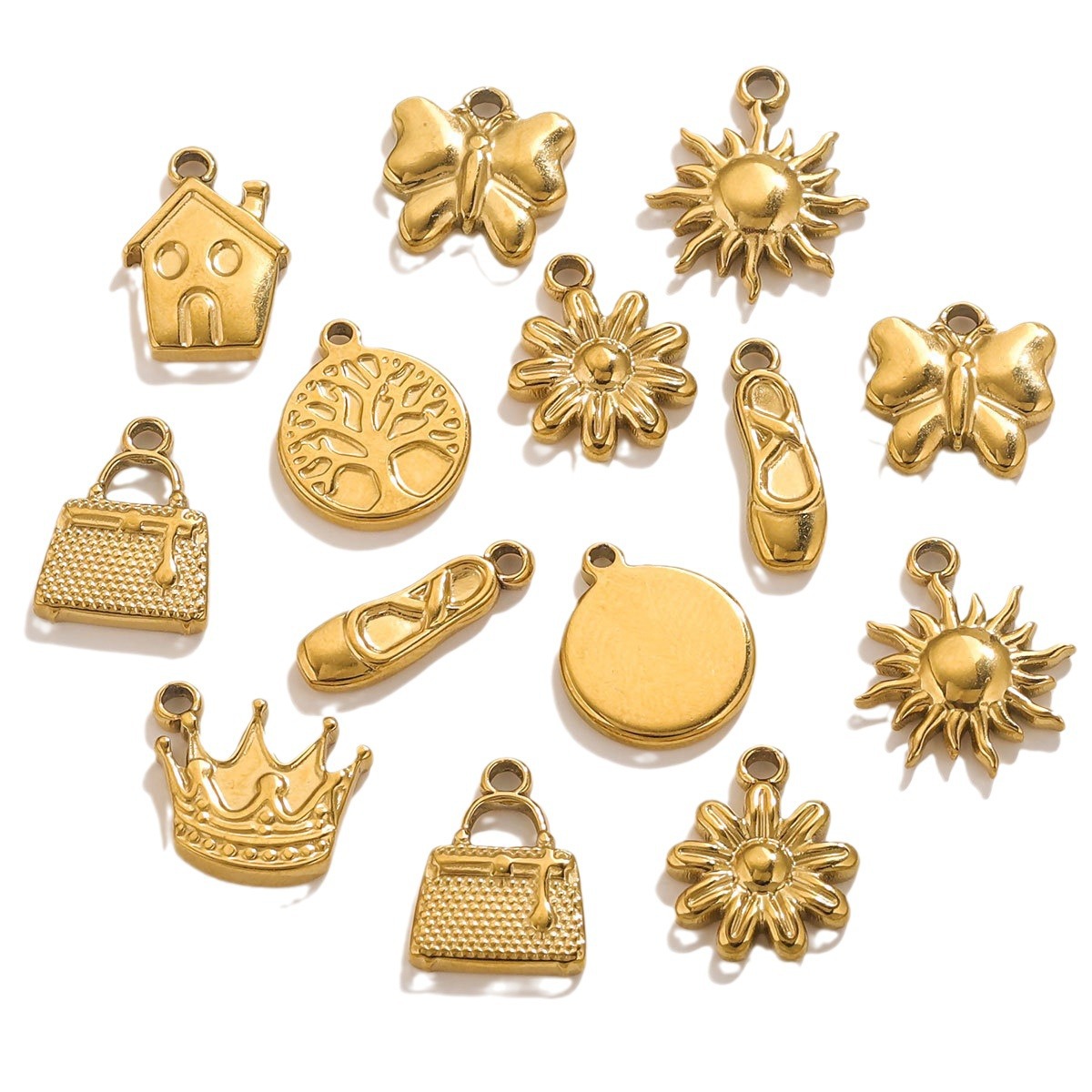 Stainless Steel Crown Pendant Vintage Pendant 18K Gold Plated Diy Bracelet Necklace 216045090942